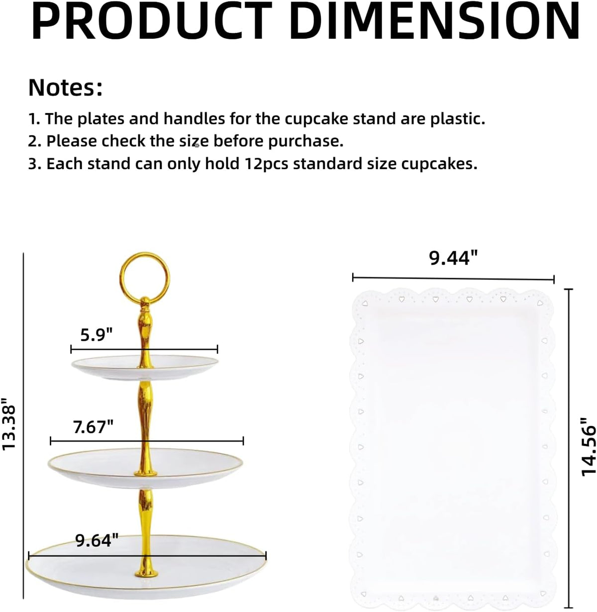 5 Pcs Dessert Table Stand Set - 2x Small 3 Tier Plastic Cupcake Display Stands Cookie Tray Rack Serving Tower & 3x Trays for Wedding Baby Shower Tea Party