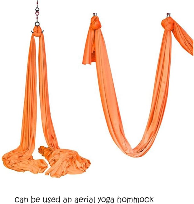 DASKING Aerial Silks Starter Kit - Durable 11Yards of Aerial Yoga Hammock with Hardware, Aerial Swing for Acrobatic Flying Yoga & All Levels (Aerial Rigging Point Up to 14ft)
