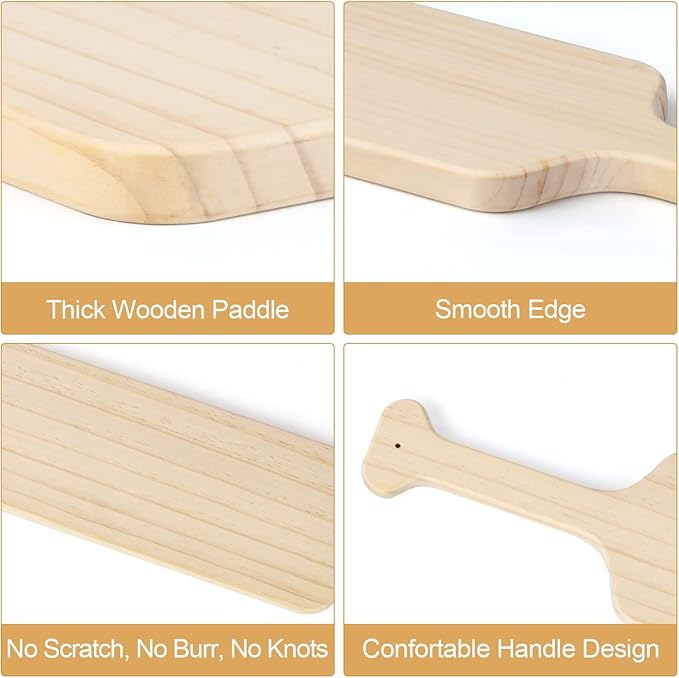 BATTIFE 2Pack 15 Inch Greek Fraternity Paddle, Unfinished Solid Pine Wood Paddles, Wooden Sorority Frat Paddle for Arts Crafts