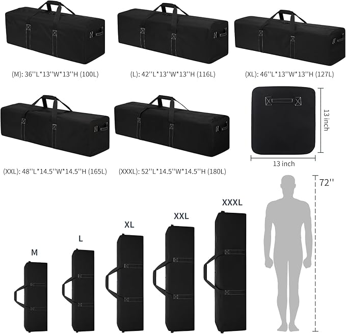 42 Inch Large Duffle Bag for Travel - 116L Extra Large Heavy Duty Duffel Bag with 2 Sides Handles, Sport Equipment Storage Bag for Camping-Black