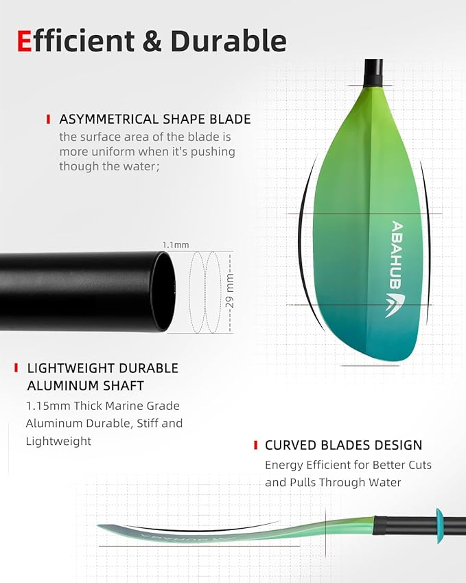 Abahub Adjustable Kayak Paddle 210-230 cm/ 230-250 cm Floating Kayaking Oars Boating Oars Canoeing Oars Black