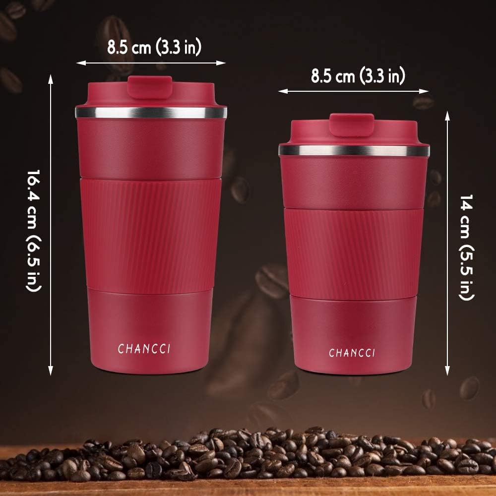 12oz Travel Coffee Mug Spill Proof, Insulated Coffee Mug with Lid, Leakproof Coffee Tumbler,Stainless Steel Vacuum Coffee Cup for Hot/Cold Drinks, Reusable Coffee Cup for Men Women -380ml,Red