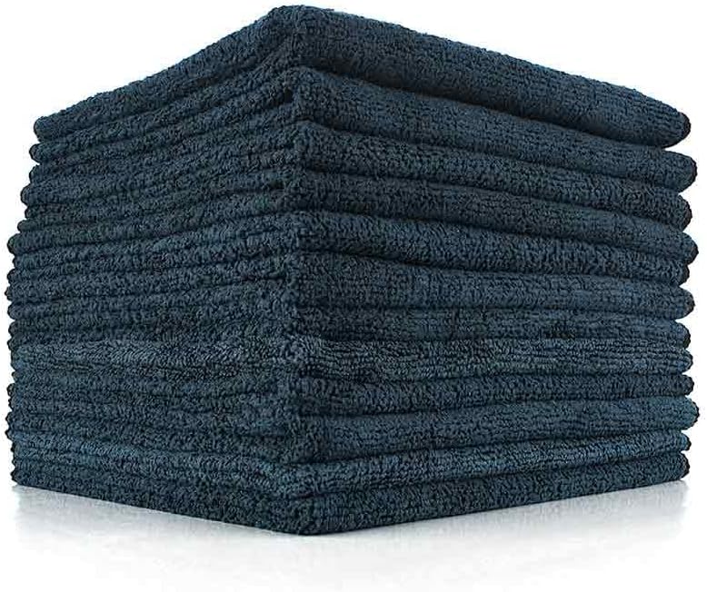 The Rag Company - All-Purpose Microfiber Terry Cleaning Towels - Commercial Grade, Highly Absorbent, Lint-Free, Streak-Free, Kitchens, Bathrooms, Offices, 300gsm, 16in x 16in, Midnight (12-Pack)