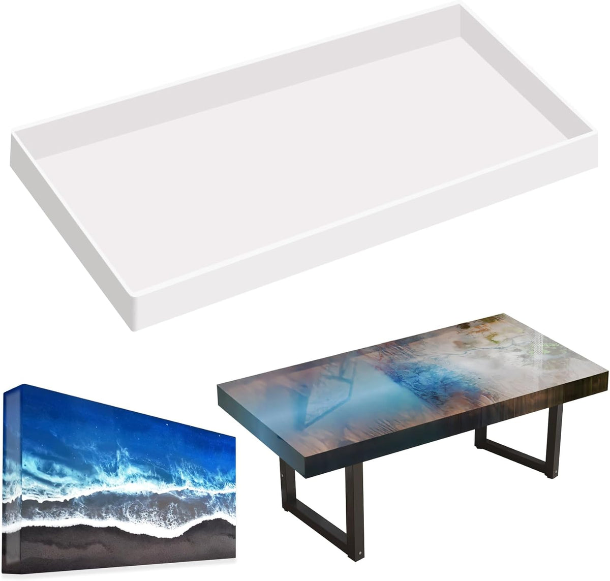 Extra Large Epoxy Resin Mold 22.63x11.81x1.38in, Reusable Resin Molds for River Table, Coffee Table, Trays, Cutting Boards, DIY Resin Art