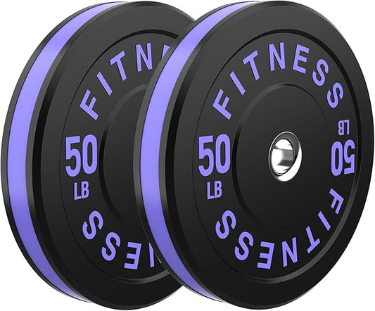 2 Inch Bumper Plates，10-500lbs，Barbell Rubber Olympic Weight Plates Set for Home Gym, Strength Training & Weight Lifting, Multiple Options Colors