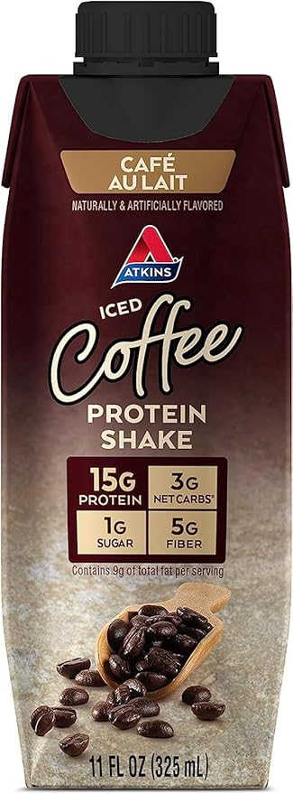 Atkins Café Caramel Iced Coffee Flavored Protein Shake, High Protein Shake, Low Glycemic, Low Carb and Low Sugar, Keto Friendly, Gluten Free, 12 Count