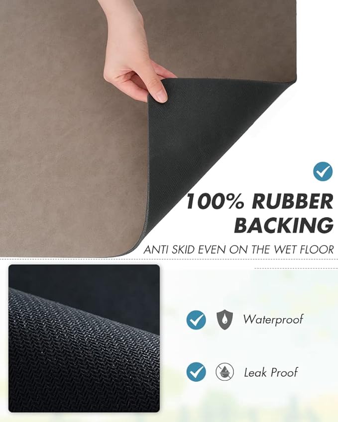 AMOAMI Coffee Mat - Hide Stain Rubber Backed Absorbent Dish Drying Mat for Kitchen Counter - Brown, 12"x19"