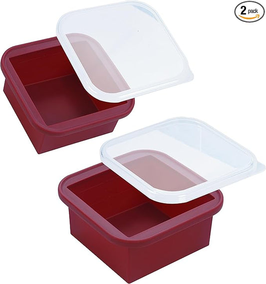 2-Cup Silicone Freezer Trays with Lids – Perfect for Meal Prep, Portion Control, and Easy Freezing-Meal Prep Container Molds for Soup,Leftovers (Cranberry, 2 Pack)