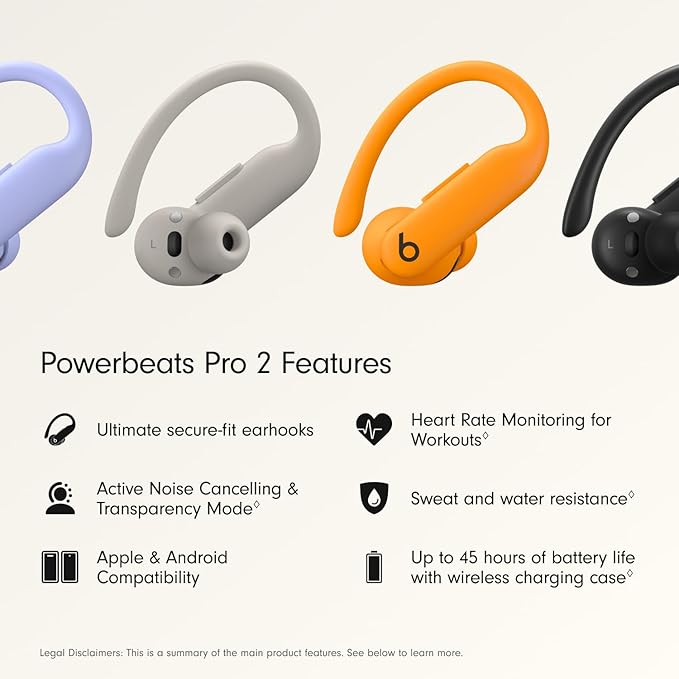 Beats Powerbeats Pro 2 - Wireless Bluetooth Earbuds with USB-C Charging Cables (1.5 m) - Electric Orange