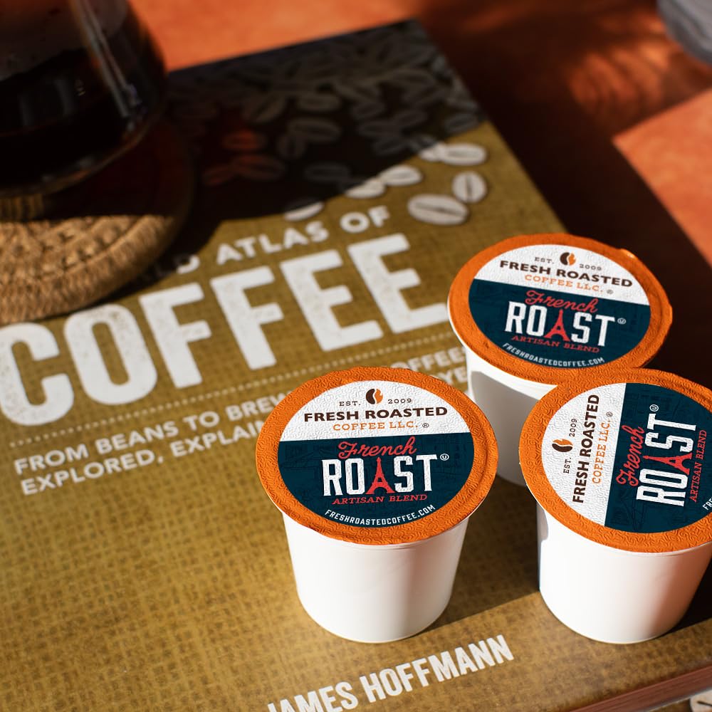 Fresh Roasted Coffee, French Roast, Dark, 96 Pods for K Cup Brewers