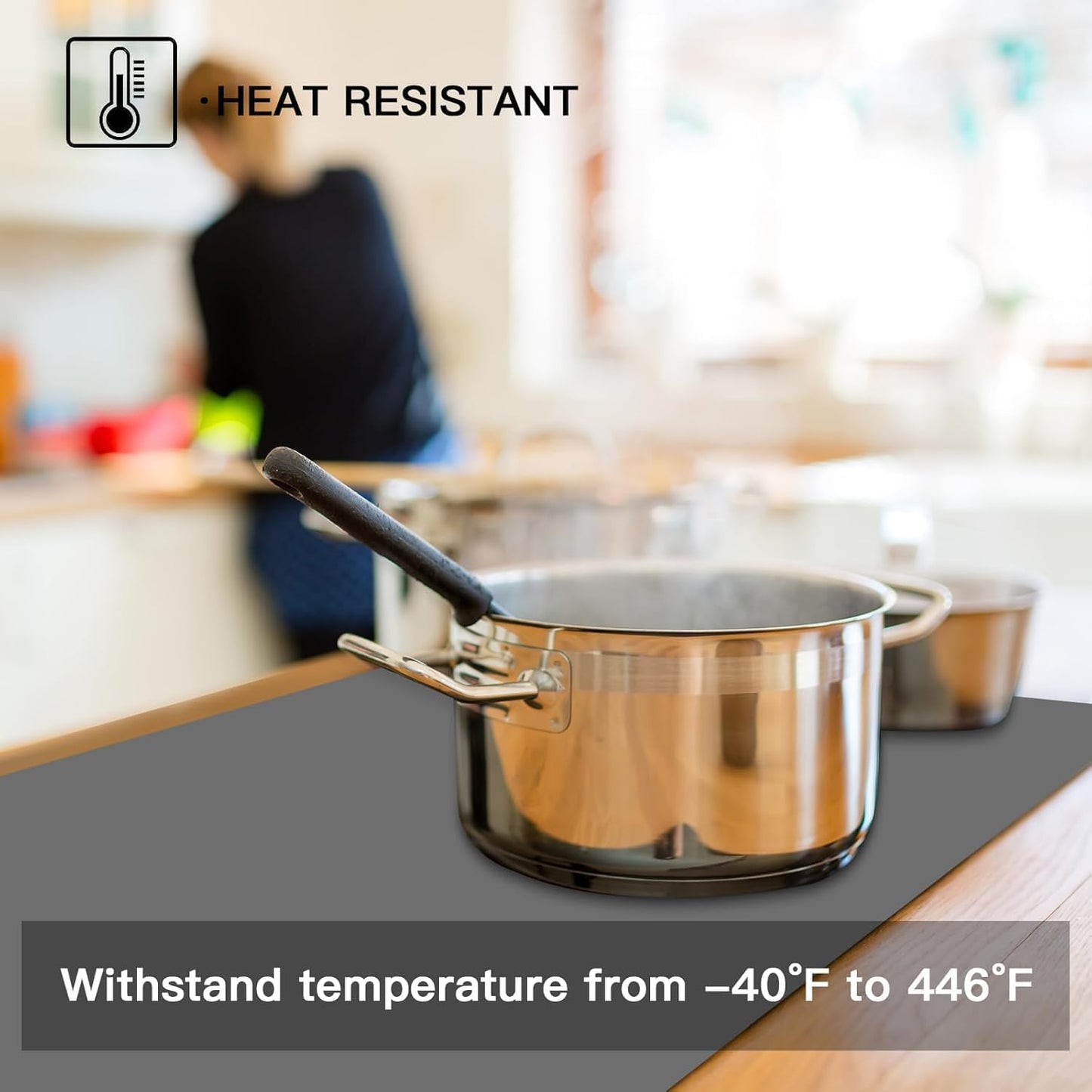 2MM Thick Silicone Countertop Mat, 31.5"x 23.6" Silicone Mats for Kitchen Counter, Nonslip Heat Resistant Mat, Large Kitchen Counter Mats, Waterproof Countertop Protector, Light Gray