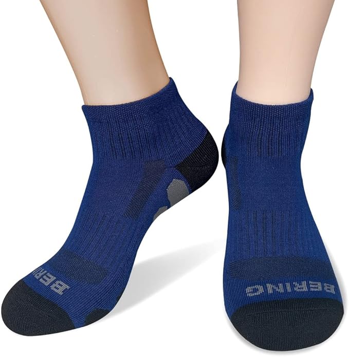 BERING Men's Ankle Socks Athletic Running Cushion Quarter (6 Pairs)