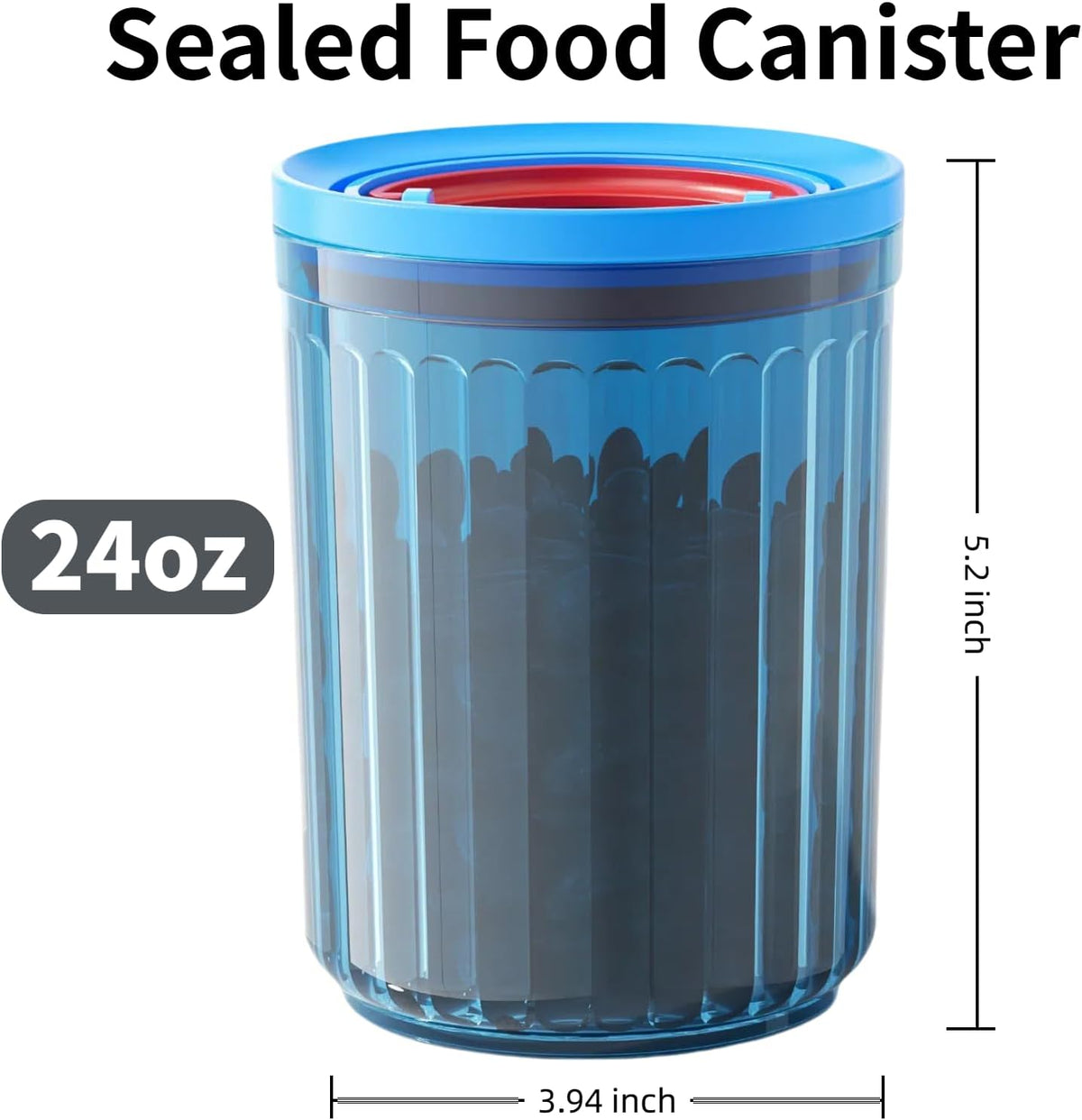 Small Airtight Ground Coffee Canister Storage Container with Lids BPA Free Plastic for Coffee Beans Patented Pull Snap Lock Sealed Design Blue 24oz