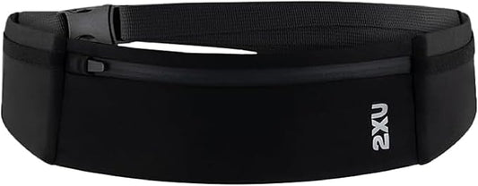 2XU Unisex Run Belt Black - Lightweight and Adjustable Fitness Waist Pack for Running, Jogging, and Outdoor Activities - Securely Holds Phone, Keys, and Essentials - One Size