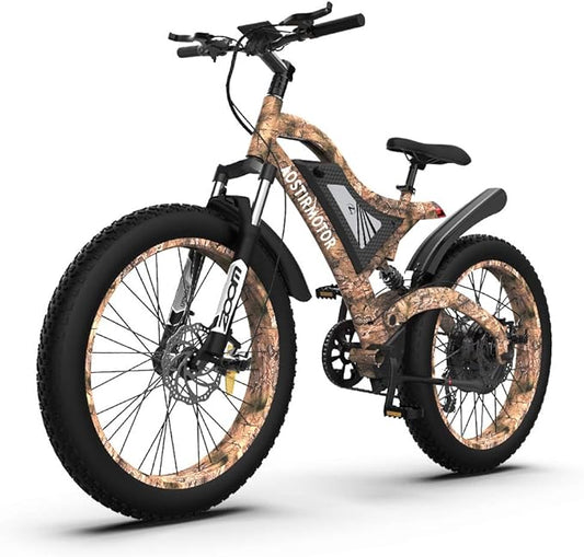 aostirmotor 1500W Electric Bike for Adults,Max Speed 31MPH Electric Mountain Bike,48V15Ah Removable Battery,26" Fat tire Electric Bicycles,with Dual Shock Absorber,Shimano 7 Speed