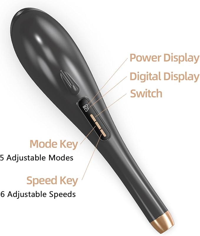 Back Massager for Pain Relief, Portable Cordless Massager with Type-C Charging, Deep Tissue Back Massage Machine, Hand Held Massage Tool, Body Relaxation Handheld, Rechargeable