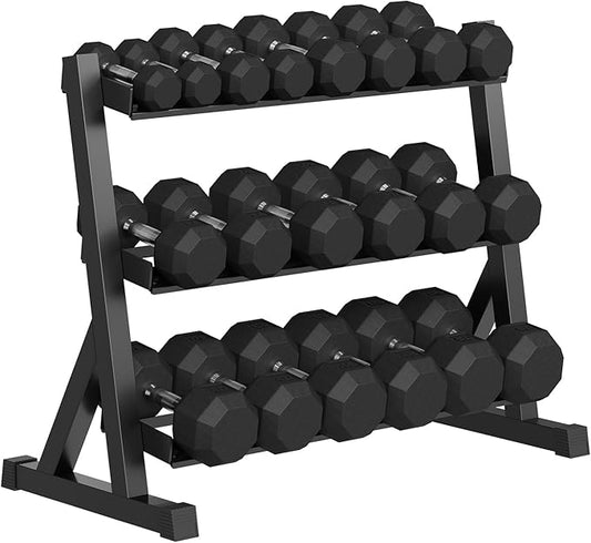 Rubber Coated Hex Dumbbell Weight Set, Multiple Sizes Exercise & Fitness Dumbbells,100LB Set,110LB Set,200LB,350LB,450LB,550LB, 35-50Lbs Pairs for Muscle Toning, Strength Building & Full Body Workout