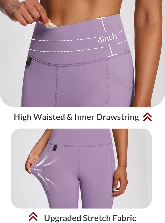 baleaf Women's Fleece Lined Leggings Waterproof Winter Hiking Pants Thermal Running Tights Zipper Pockets High Waisted