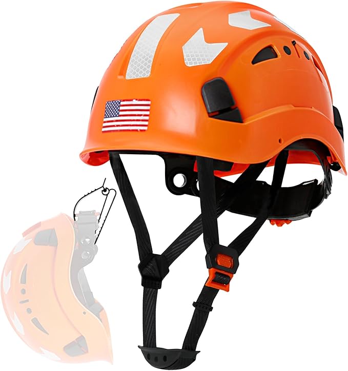 AOLAMEGS Construction Safety Hard Hat - ANSI Z89.1 Type Ι OSHA Approved Safety Helmets with Chin Straps Lightweight Reflective Vented ABS Hard Hats For Men Women Industrial Workwear 6-point Suspension