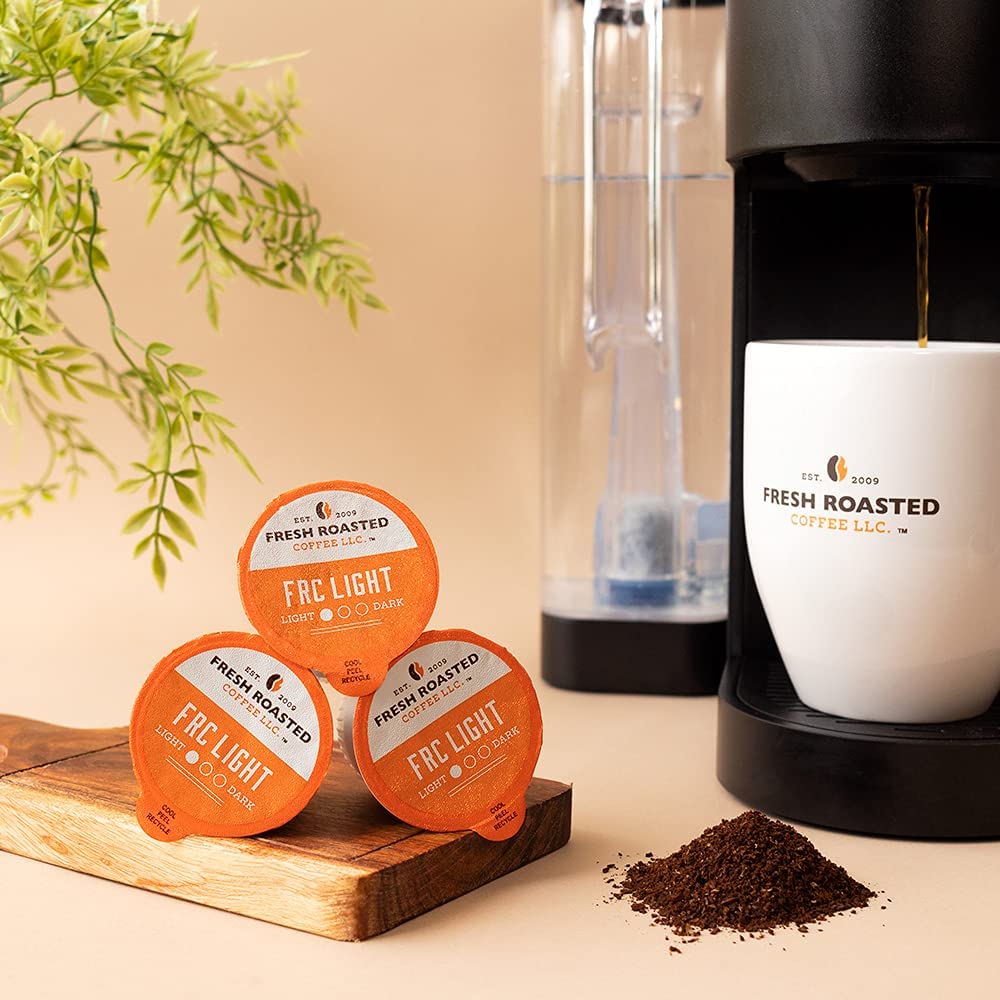 Fresh Roasted Coffee, FRC Light Roast Blend, Artisan Blend, 96 Pods for K Cup Brewers