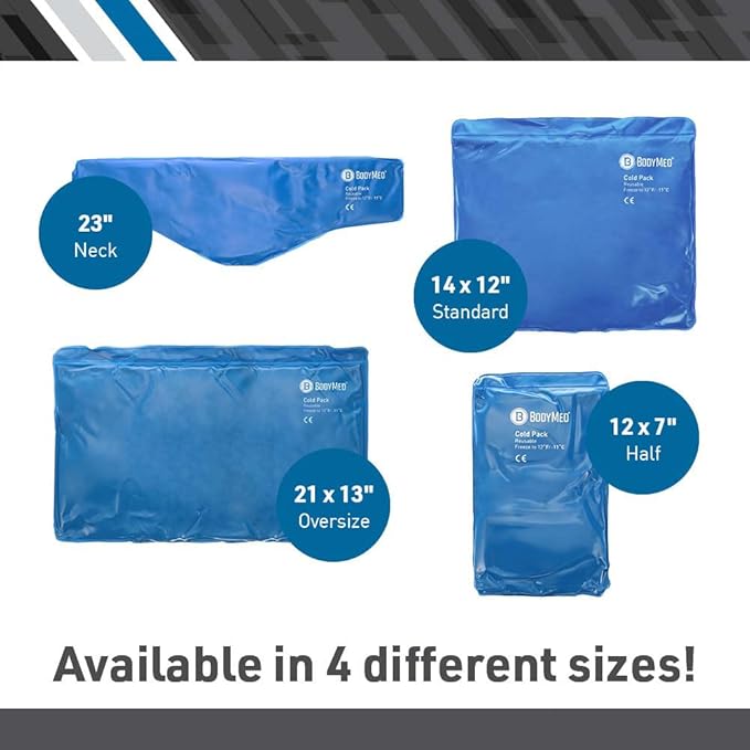 BodyMed Reusable Vinyl Ice Pack (2-Pack) for Knee, Arm, Elbow, Shoulder, Back - Professional Grade Cold Therapy for Injuries, Aches, Swelling, Bruises, Sprains - 14 in. x 12 in. (Standard)