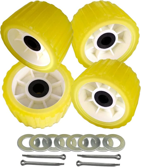 4 Pcs 5" X 3" Boat Trailer Wobble Rollers Polyurethane Mounting Hole Diameter 3/4"