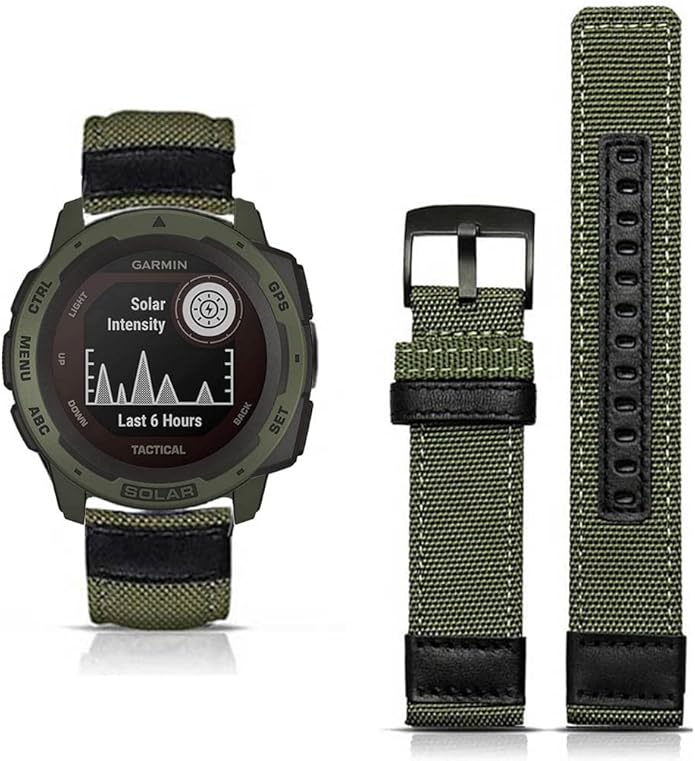 22mm Military Nylon Watch Bands for Garmin Instinct/Instinct 2 Solar, Durable Fabric Sport Strap Replacement Wristband Bracelet for Garmin Instinct Tactical/Esports/Tide/Instinct Solar