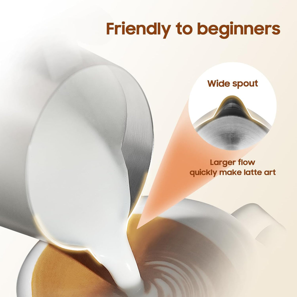 MHW-3BOMBER Milk Frothing Pitcher - 20oz/600ml Milk Frother Cup with U-Shaped Spout - SUS 304 Steaming Pitcher - Cappuccino Latte Art Cup for Barista - Quadrilateral Body - Glossy P5182-OS