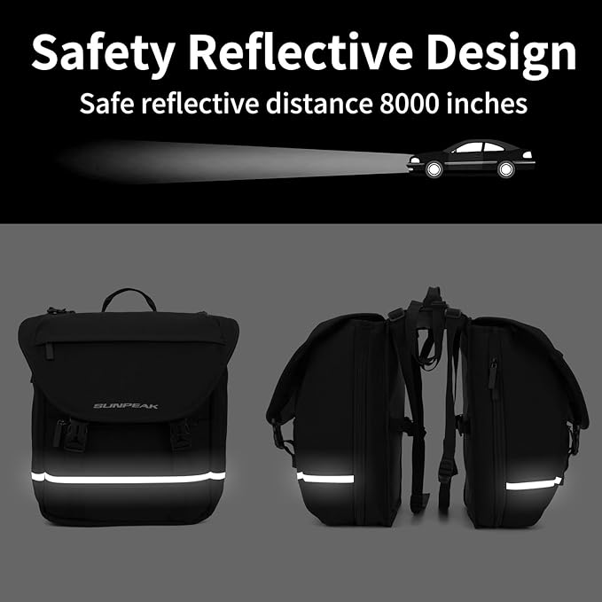 Bike Bag Accessories Panniers for Bicycle Rear Rack Bag 36L Waterproof Mountain Electric Bike Saddle Bag for Cycling Traveling Commuting Black