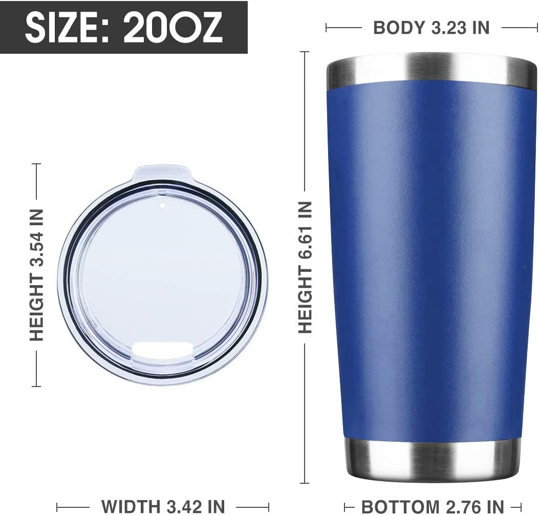 20oz Tumbler Stainless Steel Vacuum Insulated Mug with Lid, Double Wall Travel Mug, Durable Powder Coated Coffee Cup, Suitable for Ice Drinks and Hot Beverage (New Mix 12 pack)