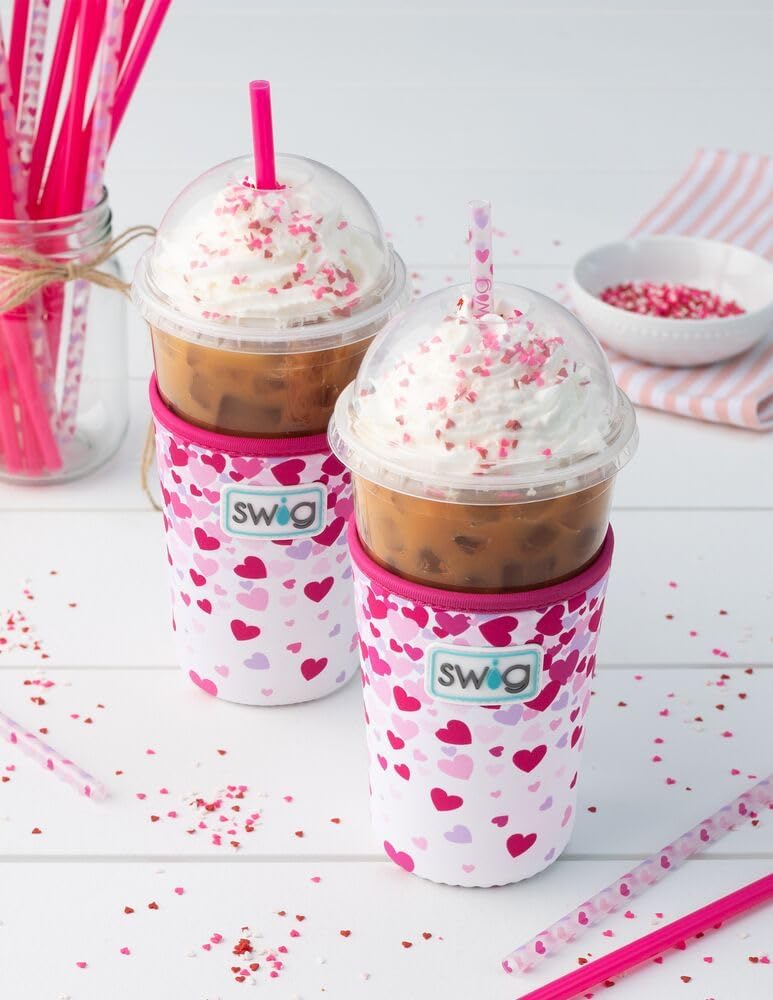 Swig Life Reusable Straws Falling In Love + Pink Tall Straw Set & Cleaning Brush, Each Straw is 10.25 inch Long (Fits Swig Life 20oz Tumblers, 22oz, and 32oz Tumblers)