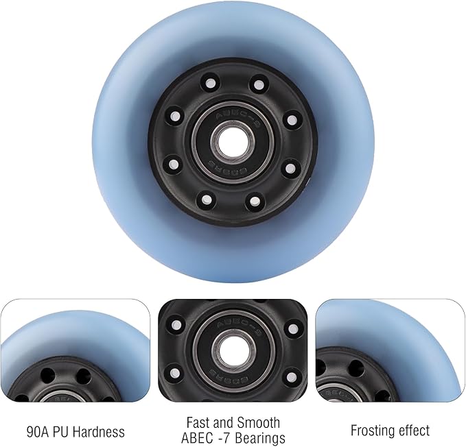 2-Pack 76mm PU Caster Board Replacement Wheel Set 90A Compatible with Razor RipStik Classic Air, DLX G Ripsurf (Blue)