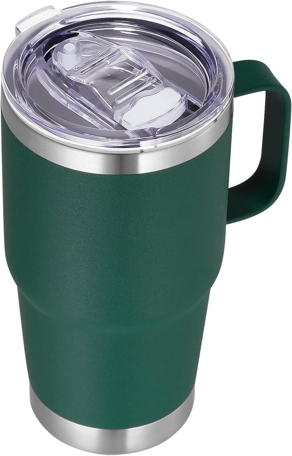VEGOND 20 oz Tumbler with Handle Lid and Straw, Stainless Steel Insulated Travel Coffee Mug Spill Proof Double Wall Metal Tumbler Cup Keeps Drink Hot and Cold, Dark Green 1 Pack