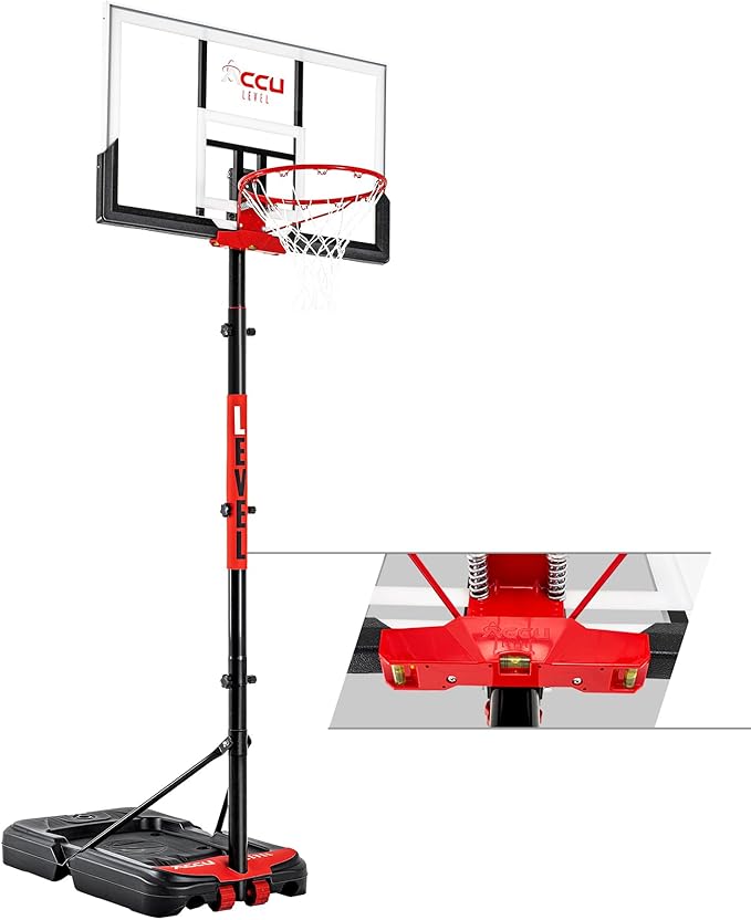 Basketball Hoop 4.7-10ft Adjustable Portable Basketball Goals System with 44-48 Inch Patented Angle Adjustable Backboard, for Kids Youth and Adults Outdoor Indoor Use
