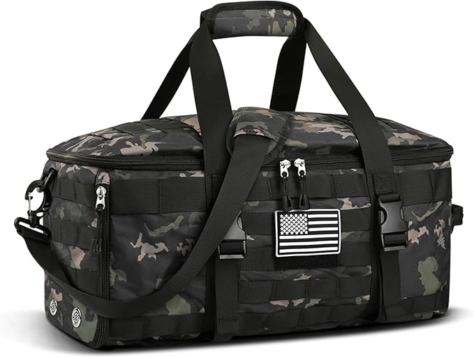 ETRONIK Gym Bags for Men, Tactical Duffle Bag Backpack with Shoe Compartment, 3 in 1 Carry on Bag Travel Backpack with Wet Pocket, Weekender Overnight Range Bag for Workout Football Gym, Camouflage