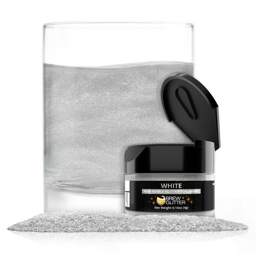 Brew Glitter White Edible Drink Glitter 1x 4g Jar for Cocktails, Beer, & Beverages