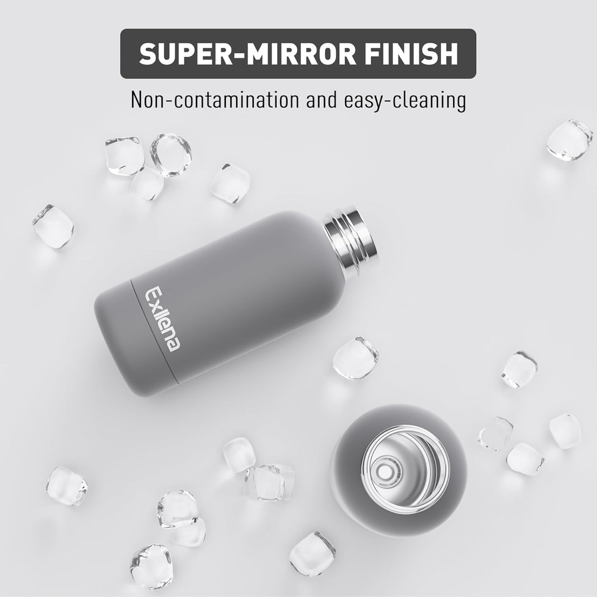 Small Water Bottle 12oz with Clip, Double Wall Stainless Steel Vacuum Small Insulated Water Bottle Keeps Drinks Cold 24 Hrs/Hot 12 Hrs for Kids Handbag School BPA Free (Grey)