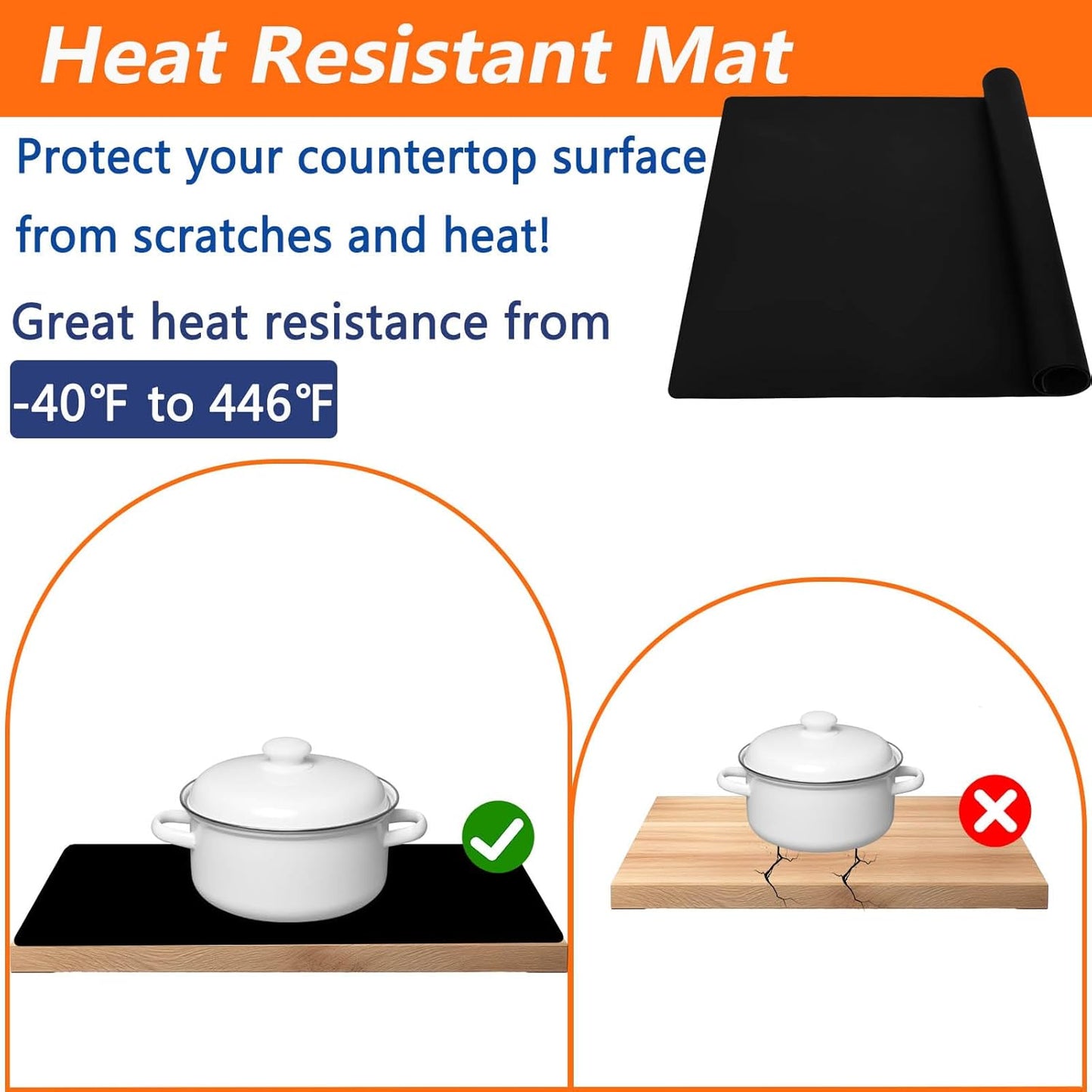 2Pack Large Silicone Mats for Kitchen Counter, 48''x24''(120cmx60cm) Heat Resistant Mat for Kitchen Island, Waterproof Multipurpose Countertop Protector, Semitransparent