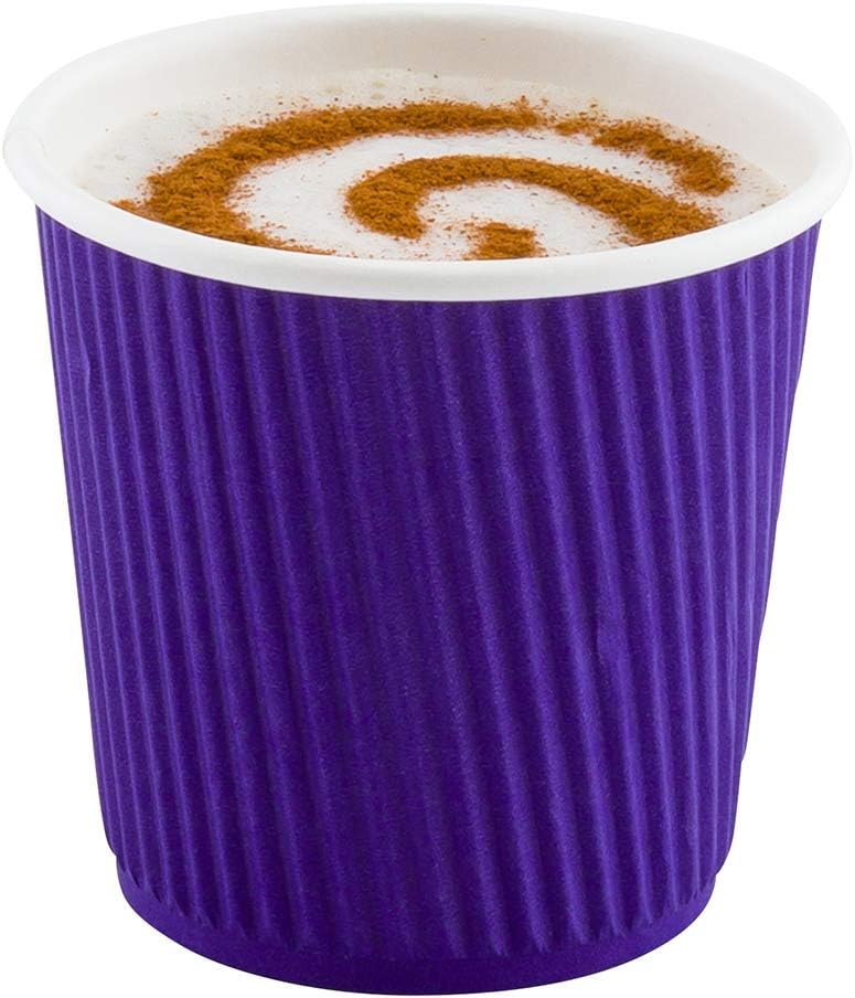 Restaurantware-4 Ounce Ripple Insulated Coffee Cups, 500 Double Wall Corrugated Coffee Cups - Leakproof, Non-Slip, Royal Purple Paper Ribbed Coffee Cups, Recyclable, Matching Lids Sold Separately