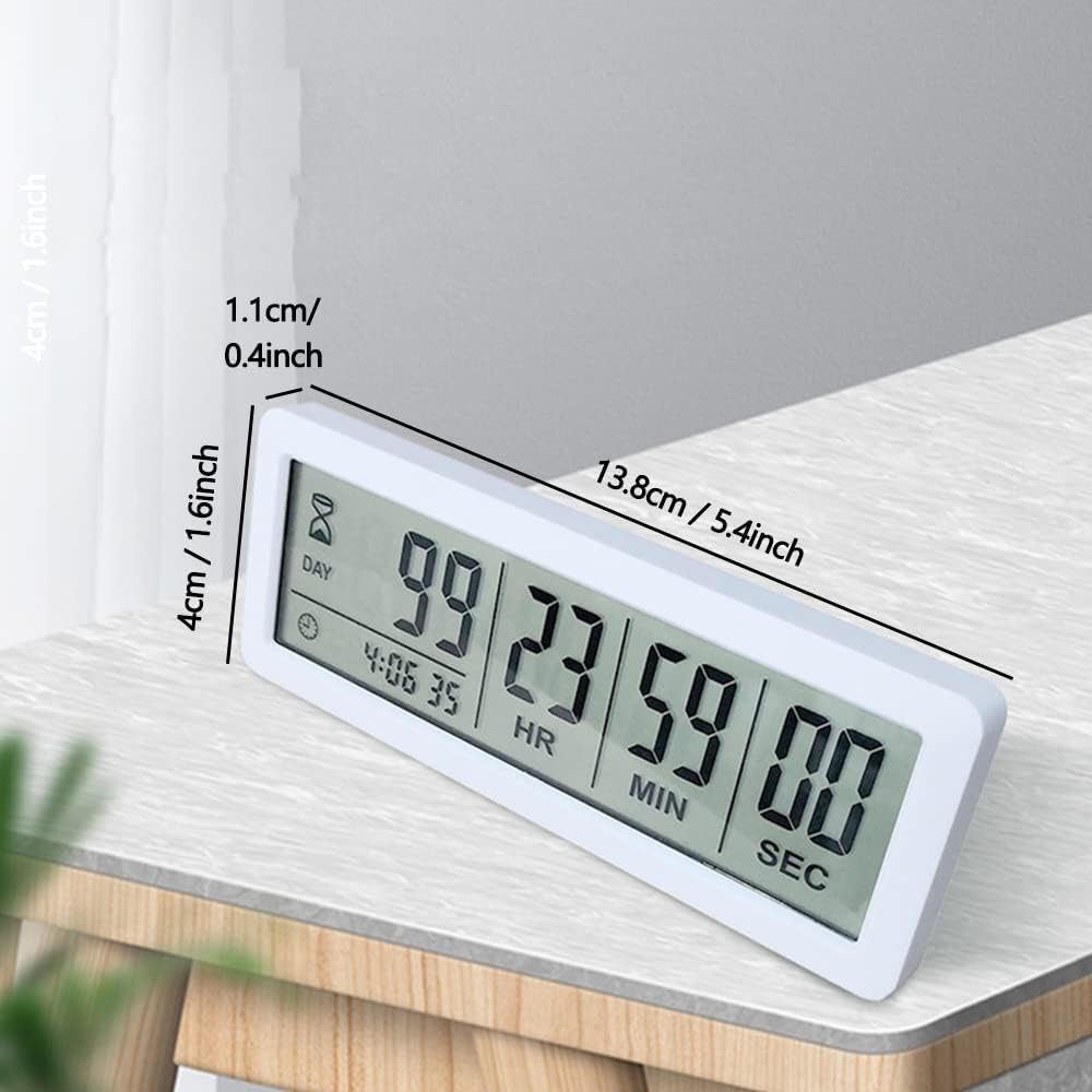 Digital Countdown Days Timer - White Upgraded Big 999 Days Count Down Clock with Stand Strong Magnetic Back for Vacation Retirement Wedding Holiday