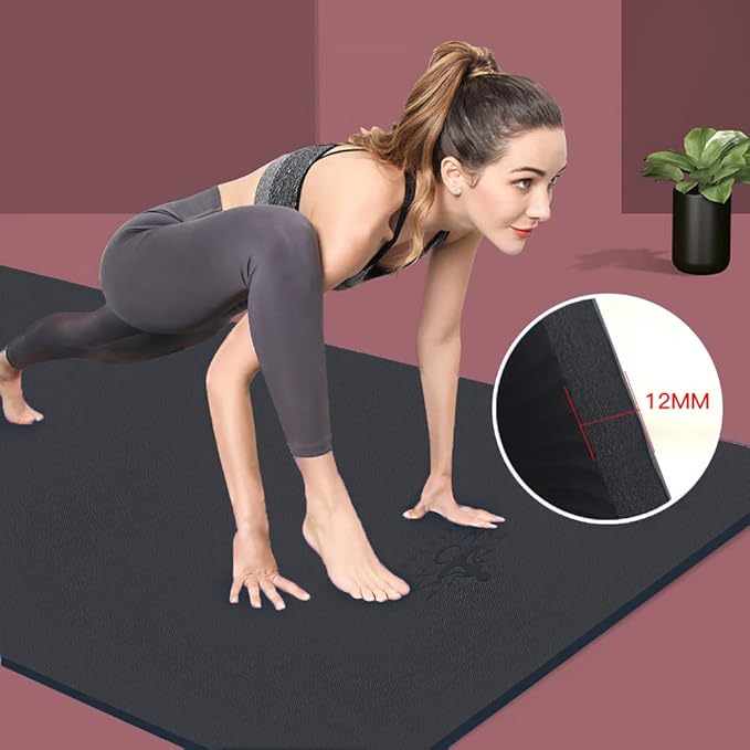 Hatha Yoga Extra Thick TPE Yoga Mat - 72"x 32" Thickness 1/2 Inch -Eco Friendly SGS Certified - With High Density Anti-Tear Exercise Bolster For Home Gym Travel & Floor Outside