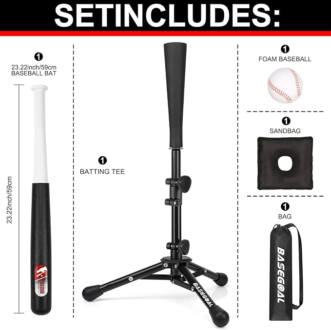 Baseball Tee for Kids,Youth Stand Set,Teeball Set,Youth Baseball,Softball Batting Tee Set,Easy Adjustable Height