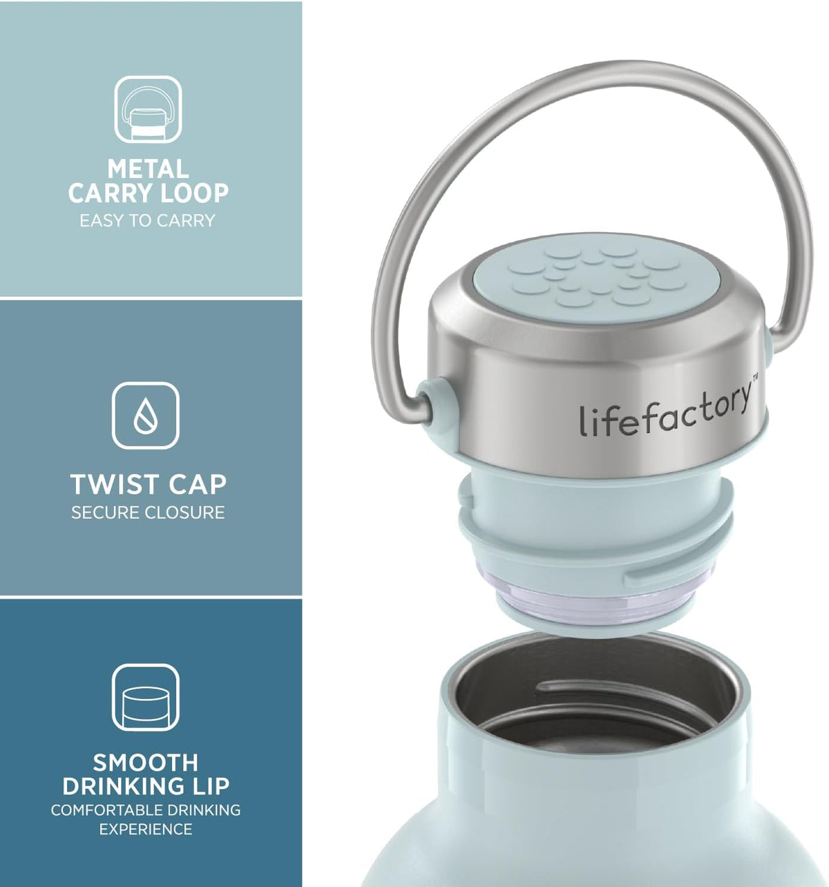 Lifefactory 24-Ounce Stainless Steel Vacuum-Insulated Sport Bottle, Mint