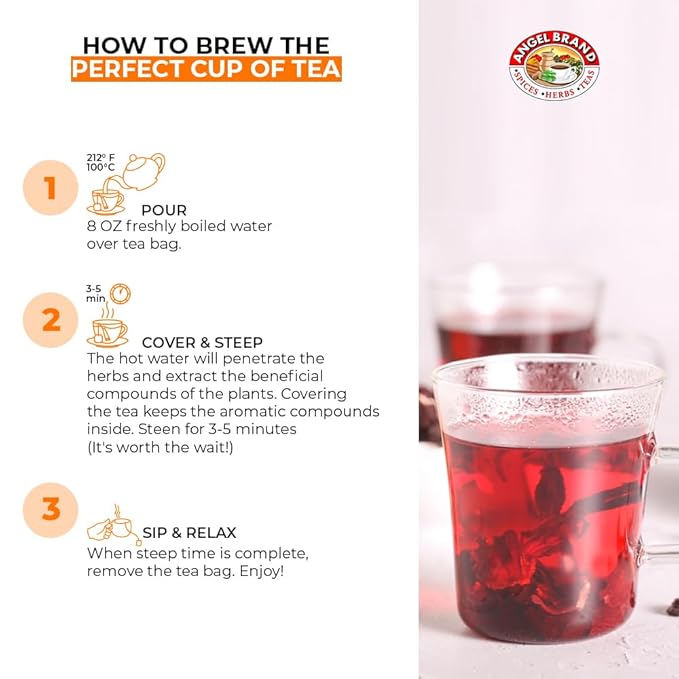 Angel Brand Sorrel Tea Bags 25 – Hibiscus Flower Tea for Refreshing Flavor &