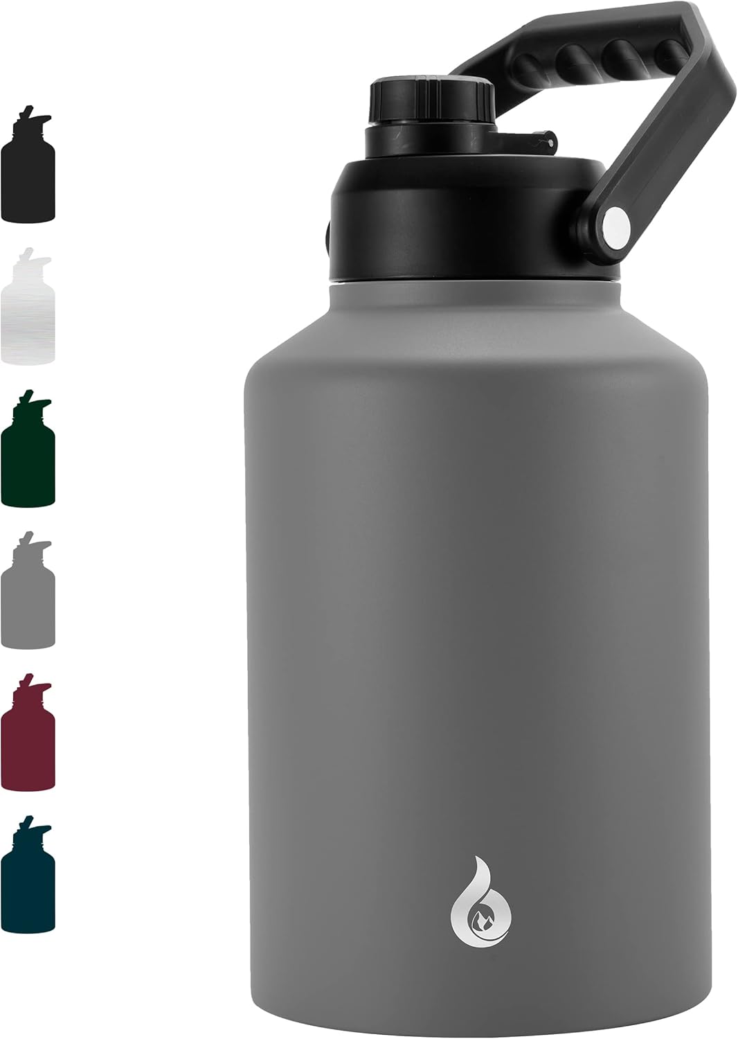 BJPKPK One Gallon(128 oz) Insulated Water Bottle, Dishwasher Safe Stainless Steel Thermos, BPA Free Jug with Ergonomic Handle & Anti-slip Bottom, Large Water Bottle, Grey