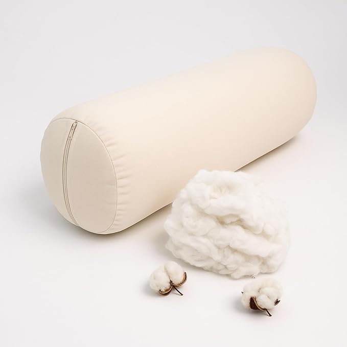 Yogikuti Iyengar Yoga Bolster for Restorative Yoga and Meditation – Lightweight Cotton Support Pillow with Handle for Easy Carry, Versatile for Pose Modification, Balance, Back Relief, and Relaxation
