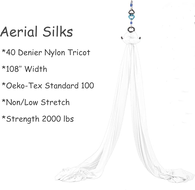 Aerial Silks Yoga Swing Set - 9/11 Yards Aerial Yoga Hammock Kit Anti-Gravity Flying for Fitness, Low/Non Stretch Nylon Tricot Fabric Hardware Included for Dance