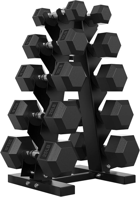 Hex Dumbbell Sets with Rack, 60-550 lb Rubber Encased Exercise & Fitness Dumbbells Set with Rack Option, Hand Weight for Strength Training, Weight Dumbbells
