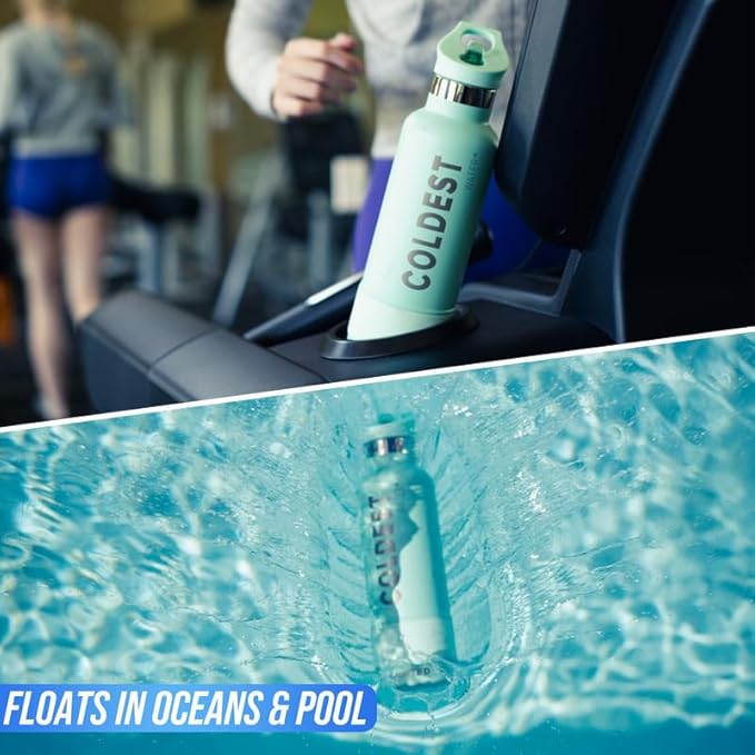 Coldest Insulated Water Bottle with Straw Lid - Stainless Steel Metal Insulated Bottle for Men & Women (Executive Wood, 40 oz)