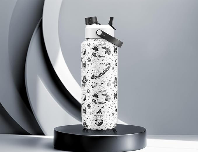 40 oz Insulated Water Bottle with 2-in-1 Straw and Spout Lid, Keep Cold 24H, Leak-Proof, BPA-Free, Double Wall Stainless Steel Water Bottle for Sports, Gym, Travel, and School (Oracle Kittens)